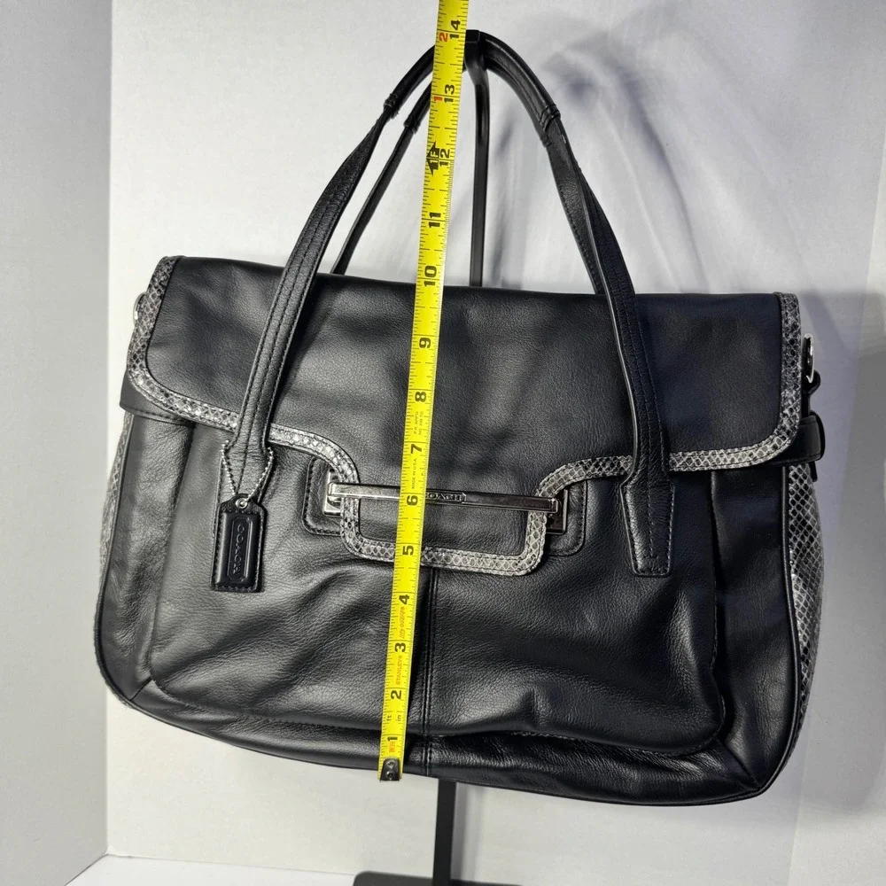 Coach Taylor Marin‎ Satchel Black Leather Snakeskin Tote Bag #A1176-F23301 NWT